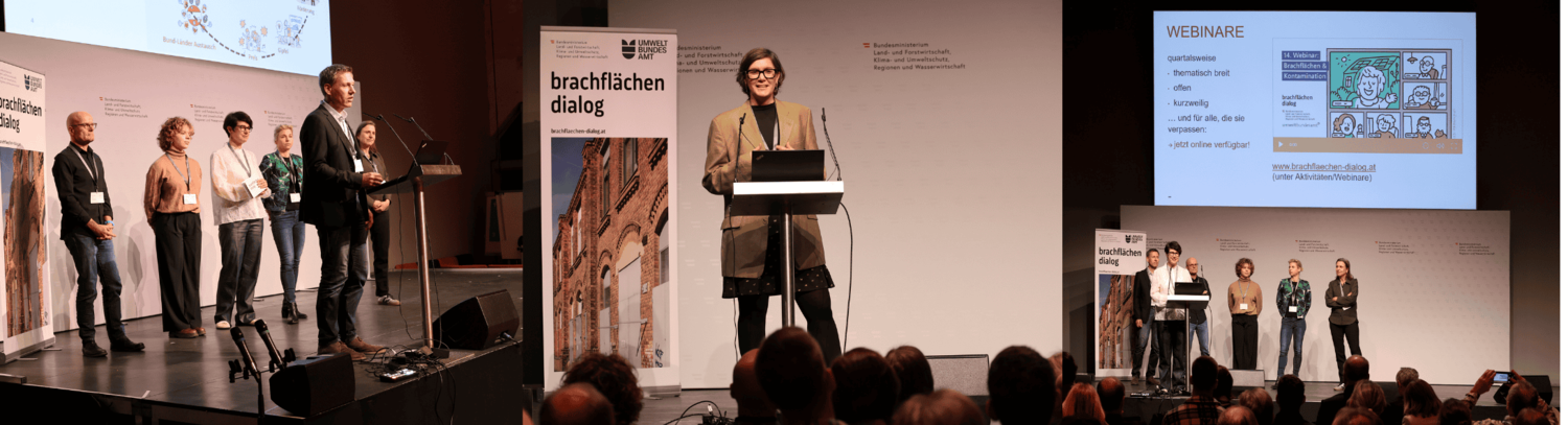 Links: Team des Brachflächen-Dialogs, Mitte: Monika Hohenecker, Rechts: Team des Brachflächen-Dialogs