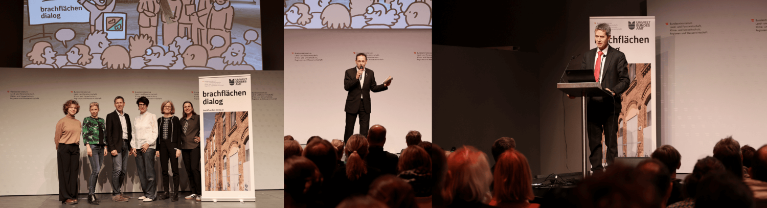 Links: Team des Brachflächen-Dialogs, Mitte: Gerald Votava, Rechts: Christian Holzer