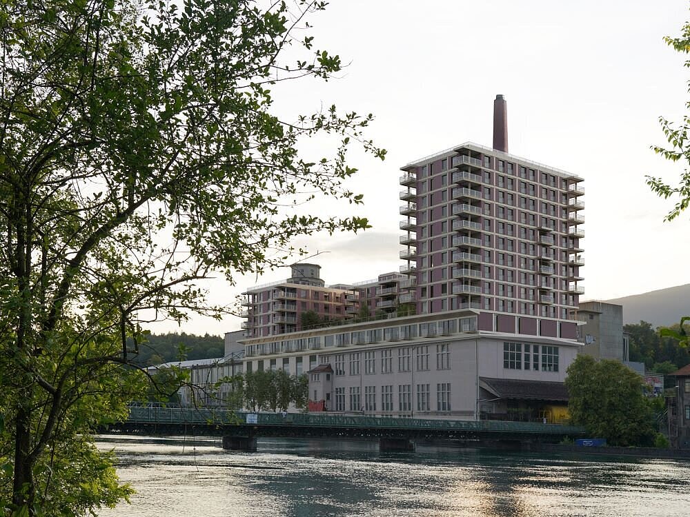 Ansicht des Areals vom Fluss Aare nach Entwicklung