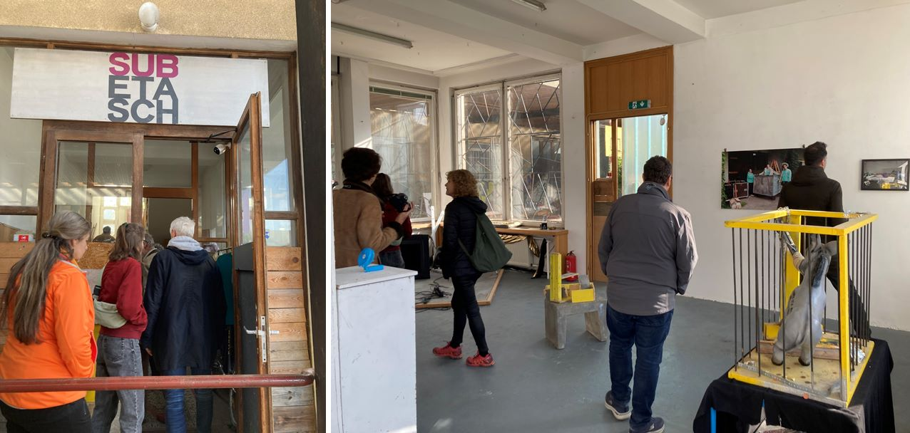 Zwischennutzung durch Verein Subetasch. Links Eingang, rechts: Atelier.