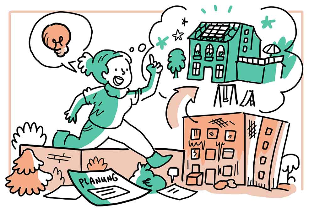 Eine Person hat Ideen